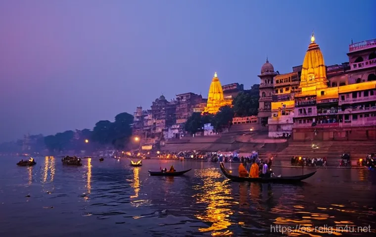 힌두교의 강가 강과 바라나시 - **Vibrant Dawn on the Sacred Ganges:**
    A breathtaking wide shot of Varanasi's ghats at sunrise. ...