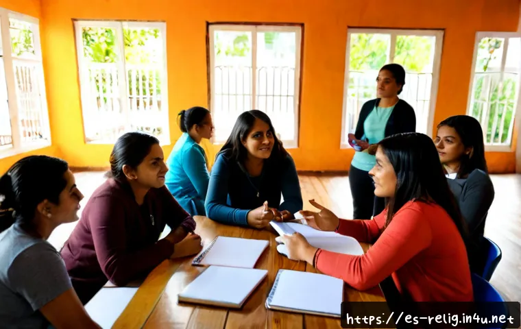 Home 30 종교 전도와 선교의 전략 - Photorealistic community outreach strategy meeting in a bright neighborhood cultural center in Mexic...